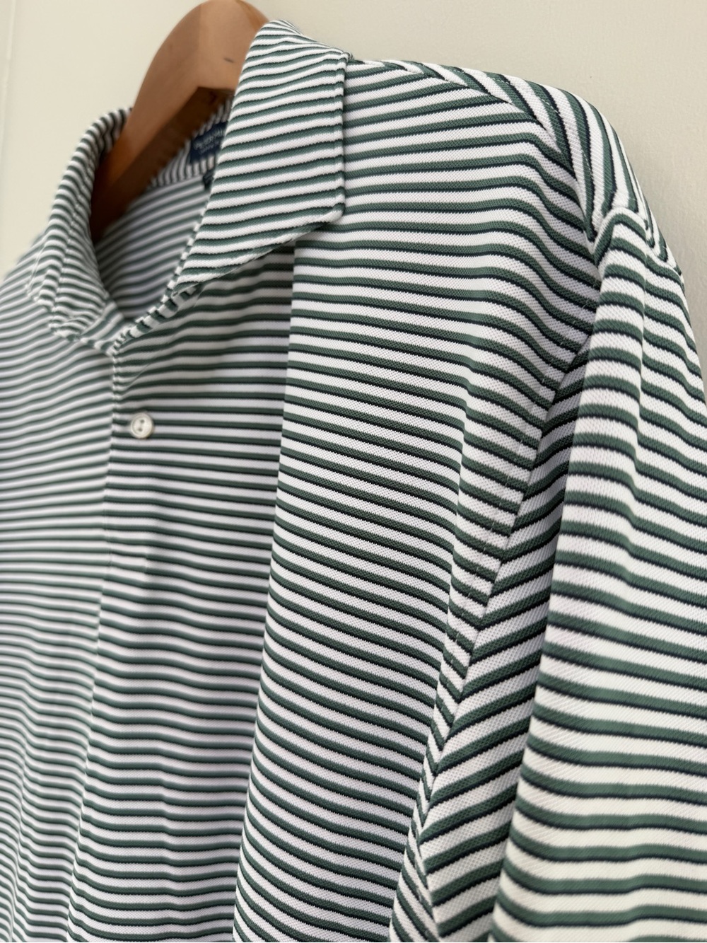 Peter Millar Crown Crafted Green & White Stripe Golf Polo Shirt - Picture 2 of 6